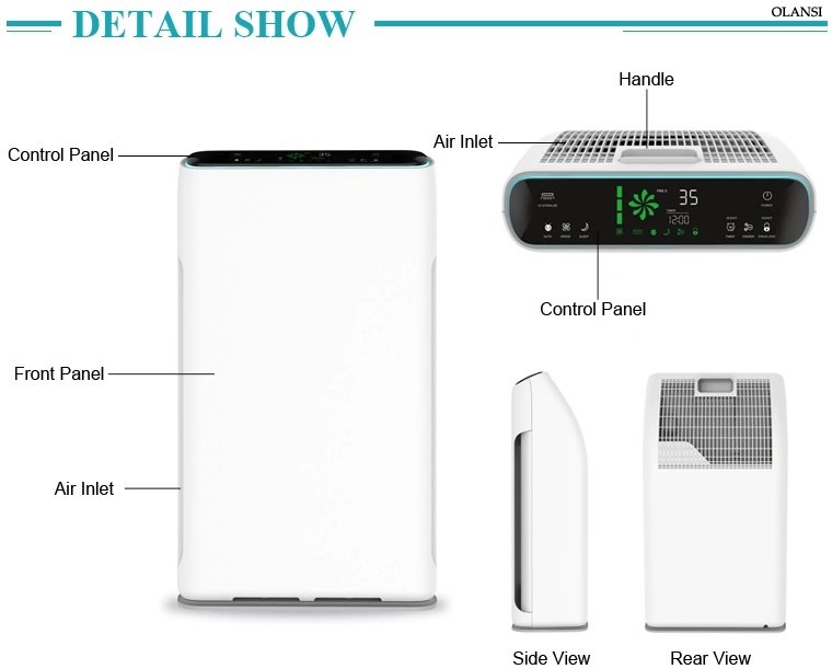 Air Purifier Durable Metal Housing Temperature Display True Hapa Filter Commercial Four Layer